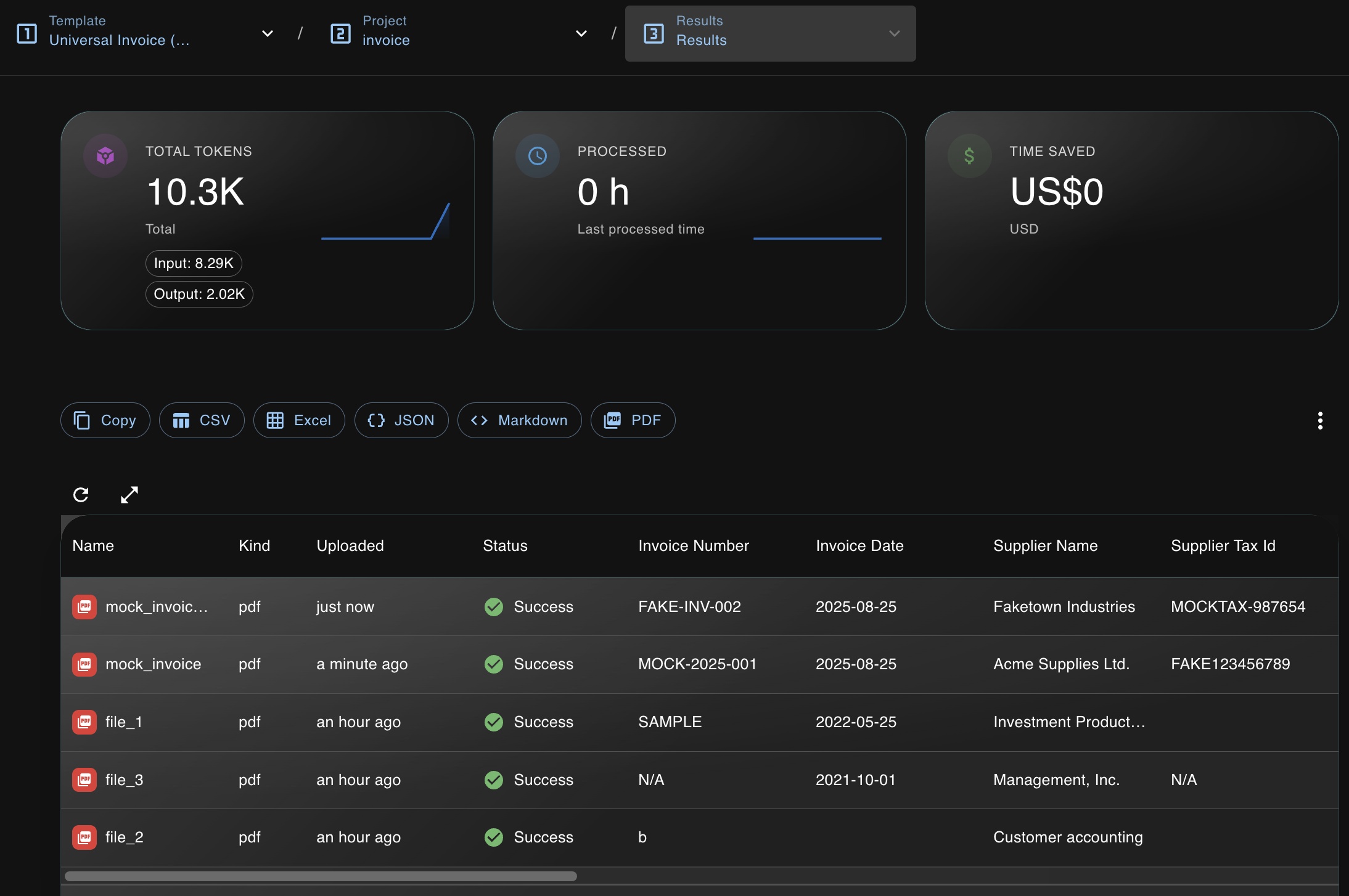 Invoice — consolidated table
